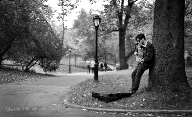 Musician in Central Park (picture taken with Canon EOS 5D Mark II and Canon EF 50mm F1.4 USM )