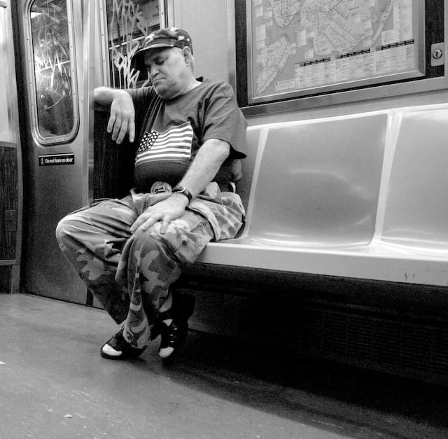 Gentleman is sleeping on subway after a working day (picture taken with Nikon D80 and Nikon AF-S DX 17-55mm f/2,8 G ED )