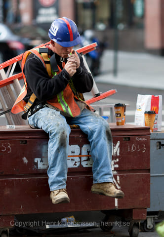 Construction Worker takes a break (picture taken with Canon EOS 5D Mark II and Canon EF 135mm F2 L USM )
